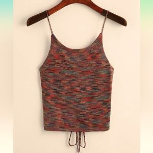 Criss cross, spaghetti strap, slim fit, lace up back cami crop tank tops